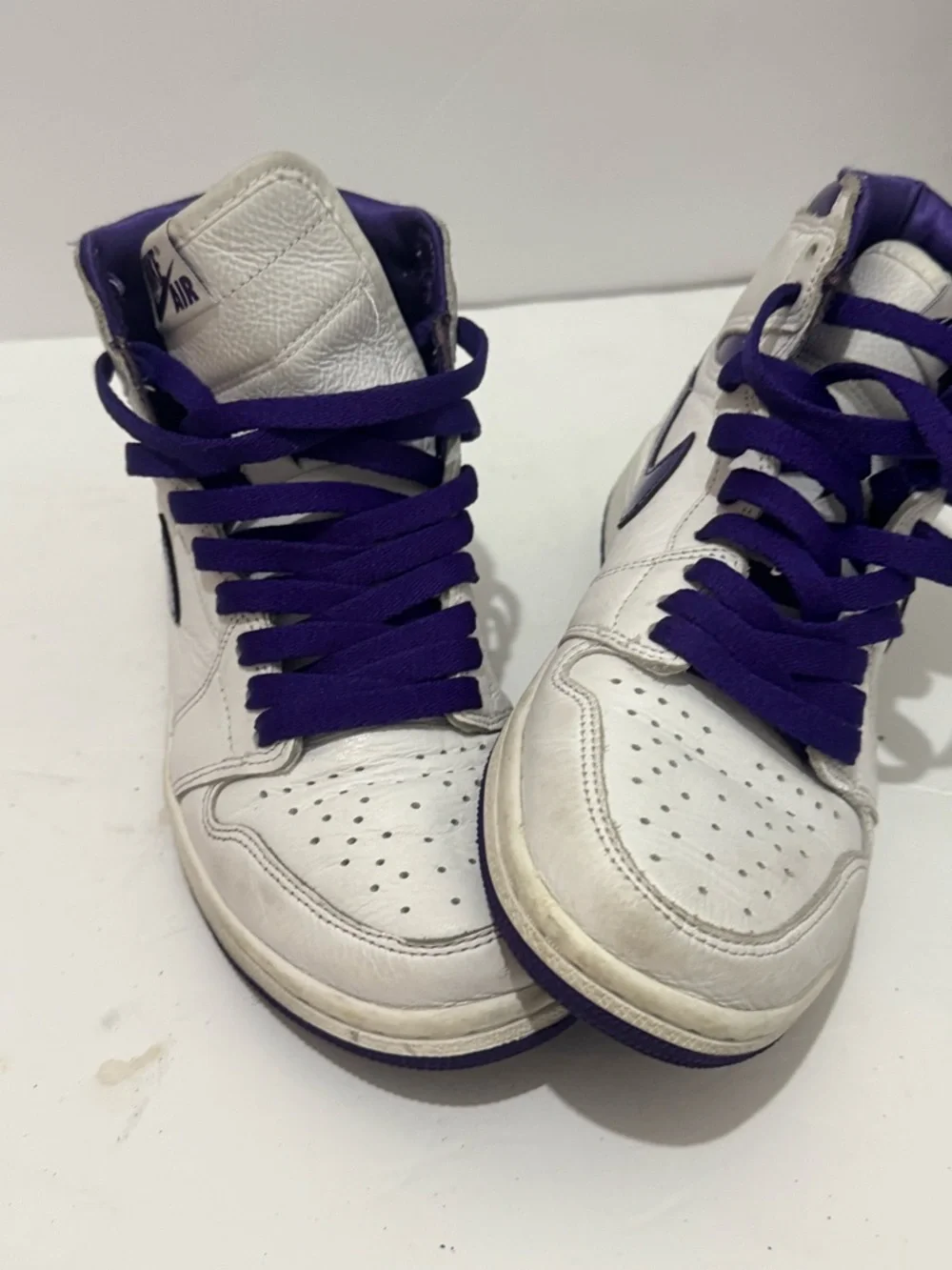 Nike Purple and White High-Top Sneaker Interior Detail